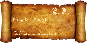Matyé Margit névjegykártya